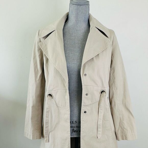 VIA SPIGA Classic Trench Coat SZ S Stone Lined Belted Pockets Vented Raincoat - Picture 8 of 16